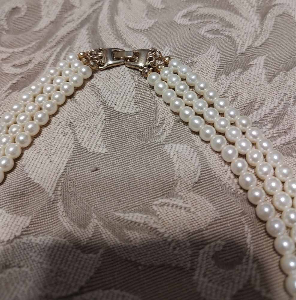 🎀 Sophisticated Art Deco Black Beaded & Ivory Pearl Statement Necklace - Picture 12 of 14